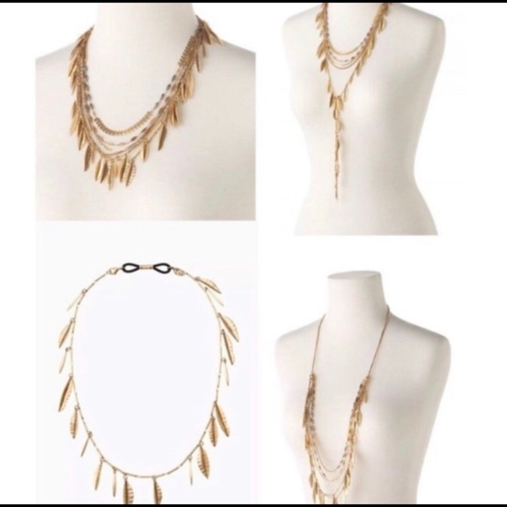 Stella & Dot Garland Fringe Gold Leaf Necklace